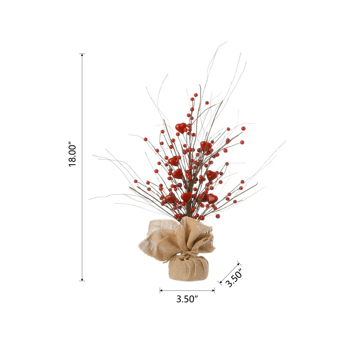 Glitzhome Heart Berry & Fleur-de-Lis Tree Valentine's & Mardi Gras Tree