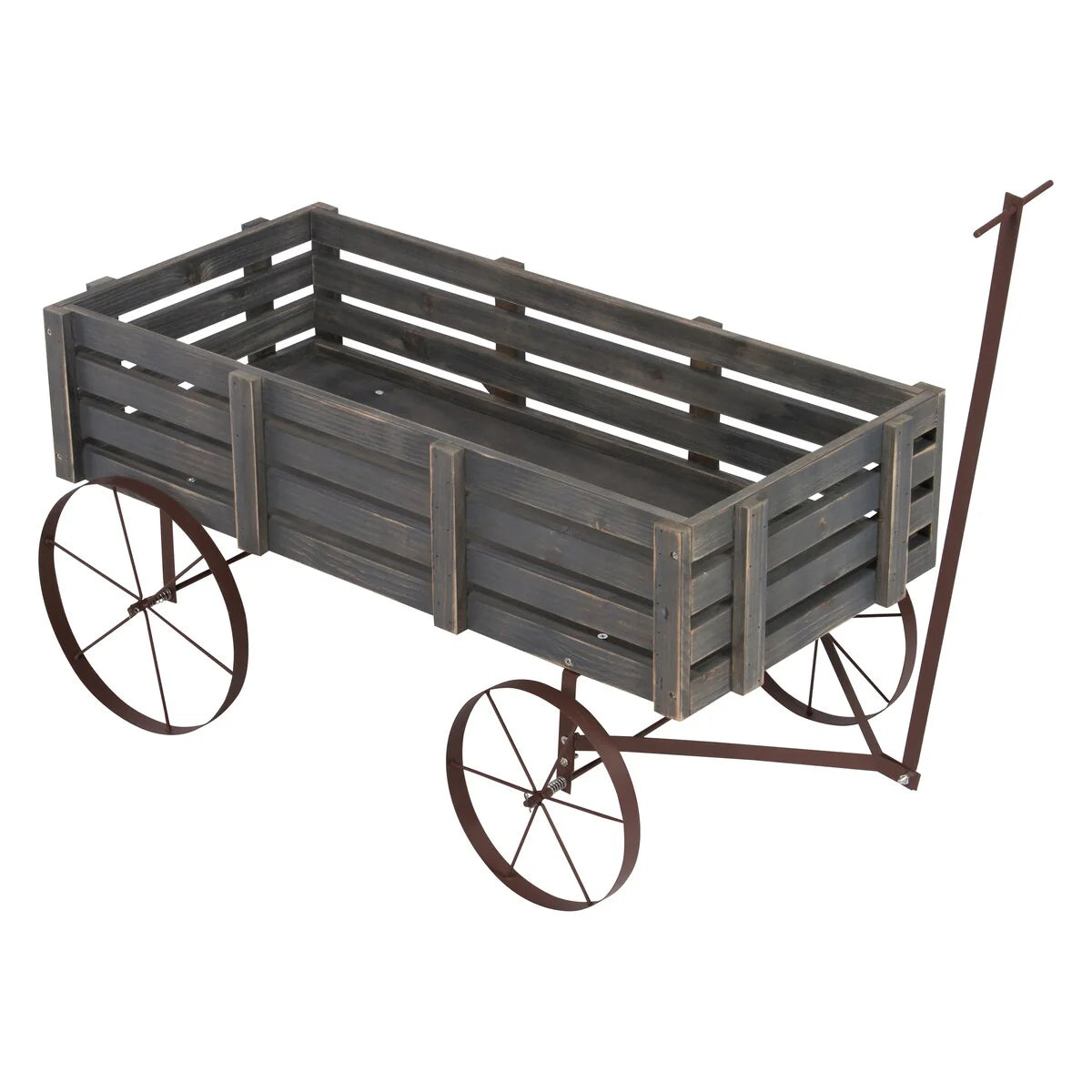 Goldcoast 51" Rustic Wagon Garden Planter with Metal Wheels