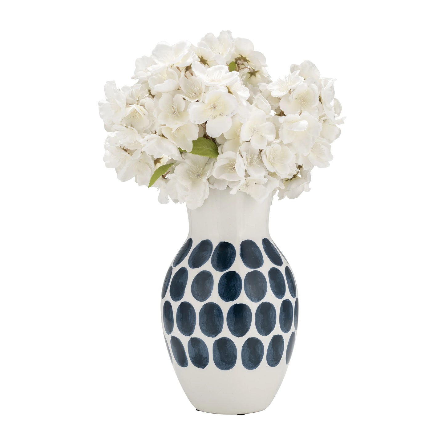 Sagebrook Home Ceramic Abstract White and Polka Dot Vase