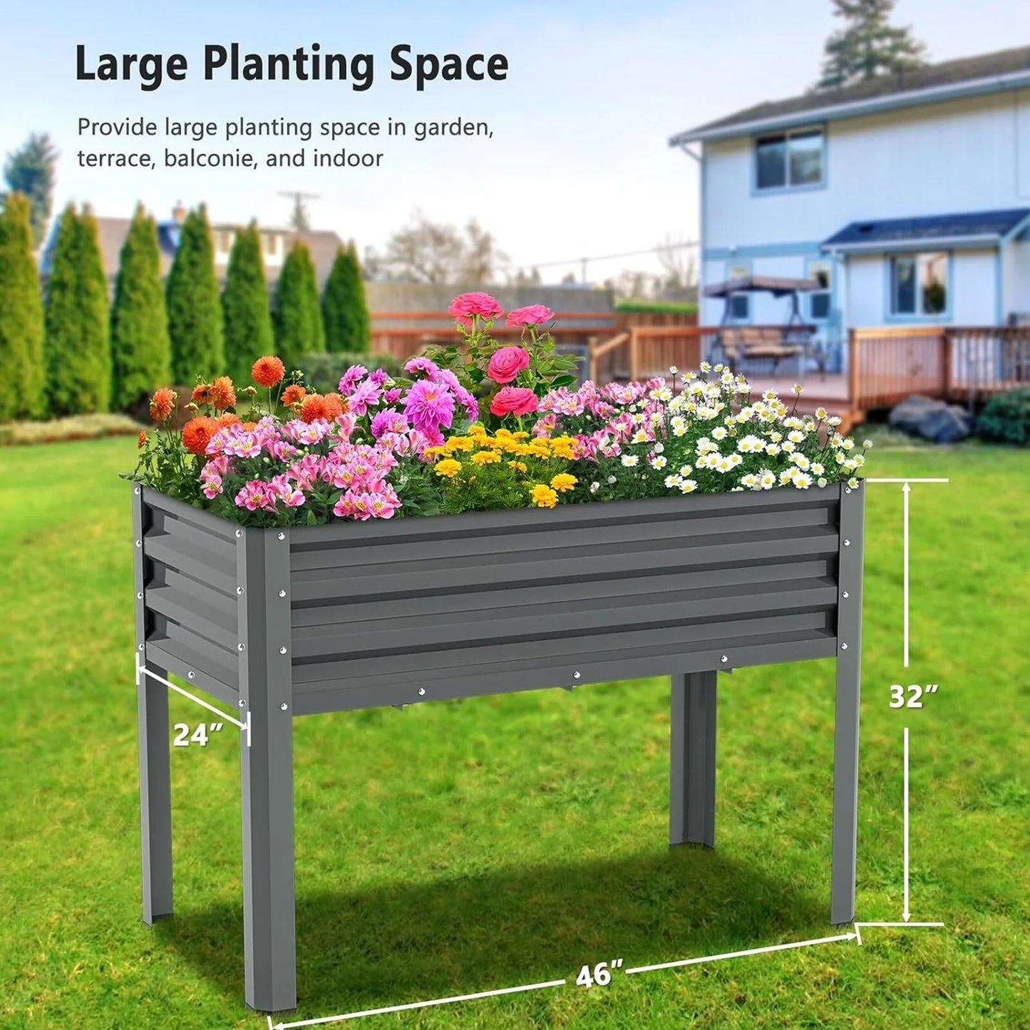 Raised Garden Bed with Legs, Standing Planter Box Growing Herb Bed