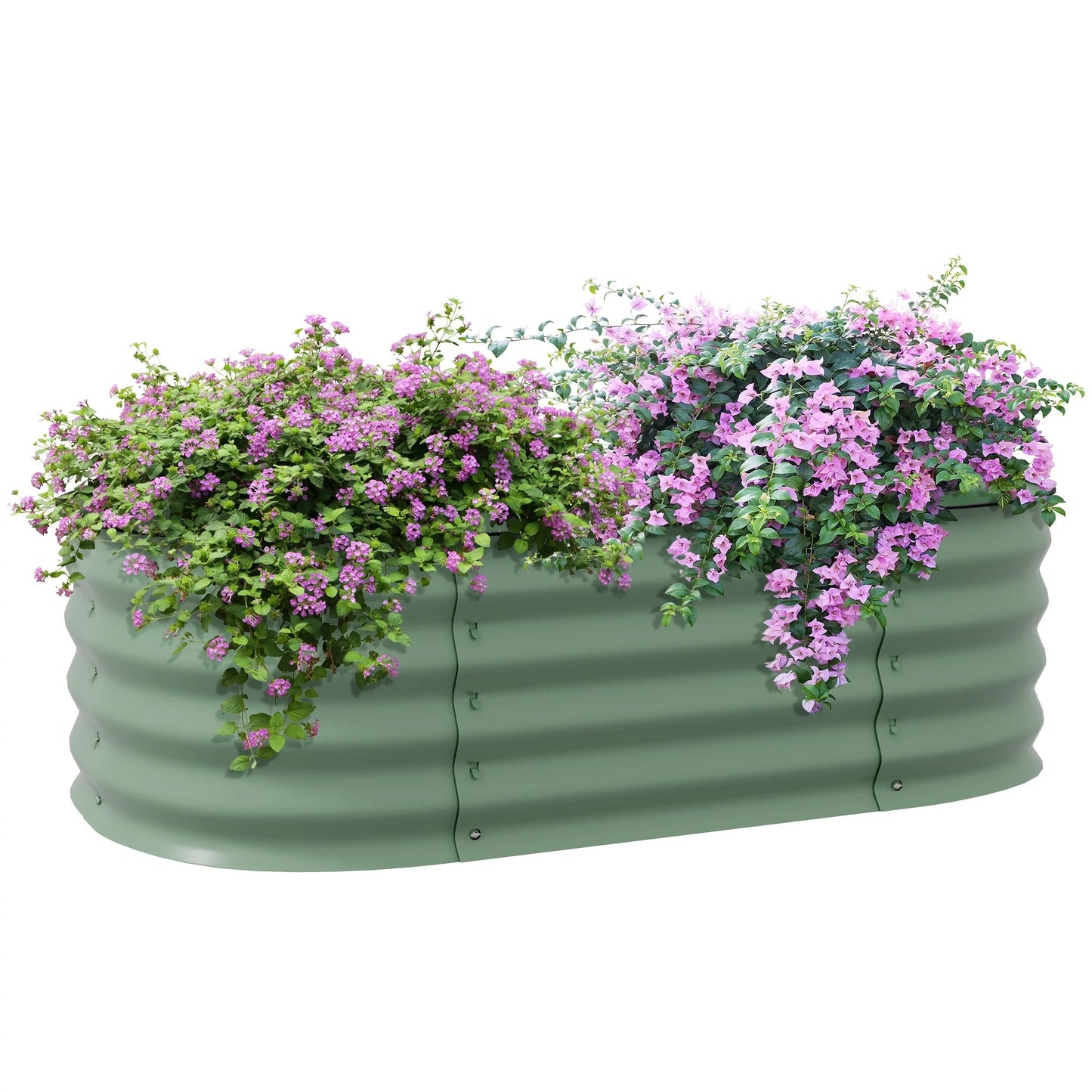 Outsunny 3.4' x 2' x 1' Galvanized Raised Garden Bed Kit, Outdoor Metal Elevated Planter Box with Safety Edging
