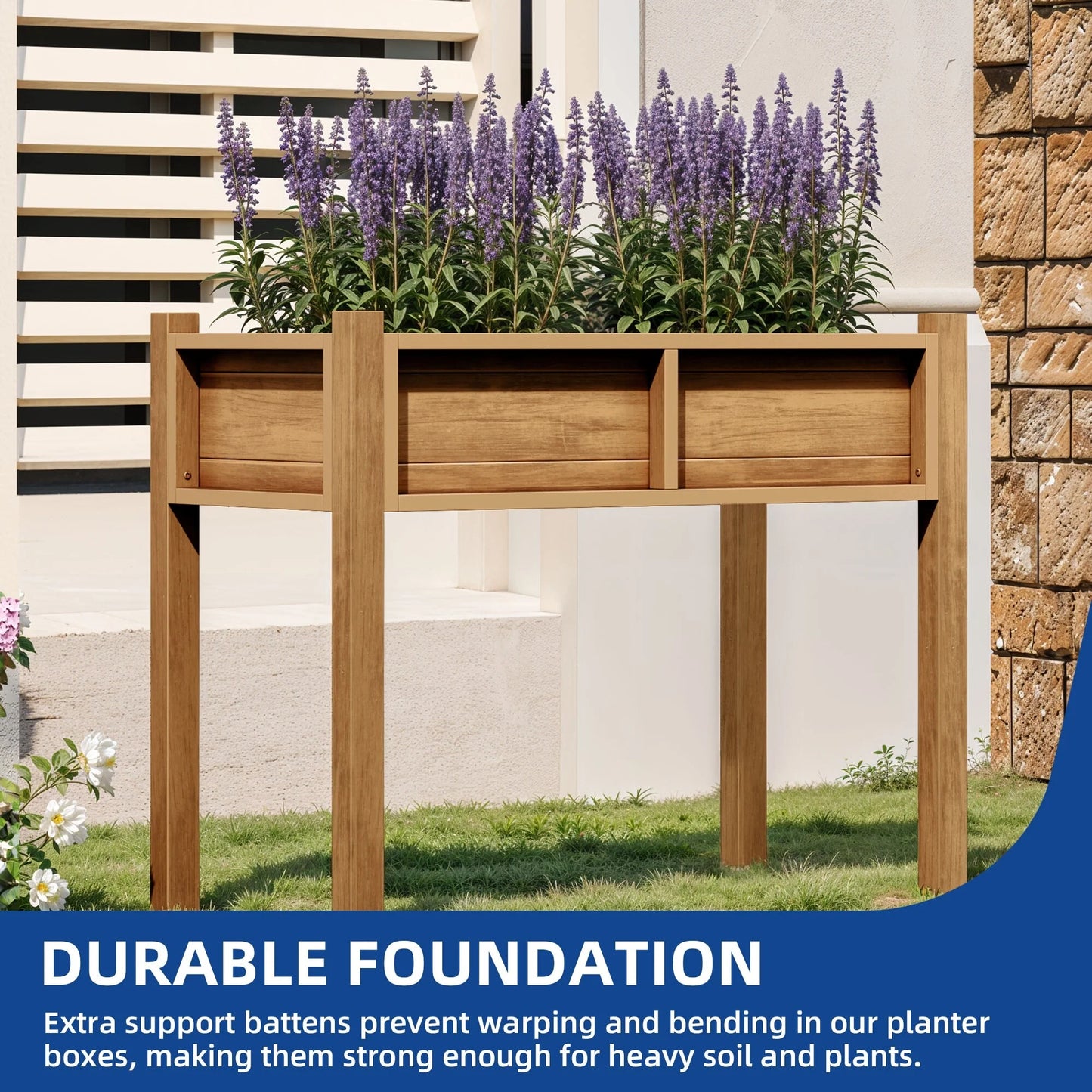 Moasis Poly Wood Raised Garden Bed Planter Box Stand for Backyard Patio Balcony