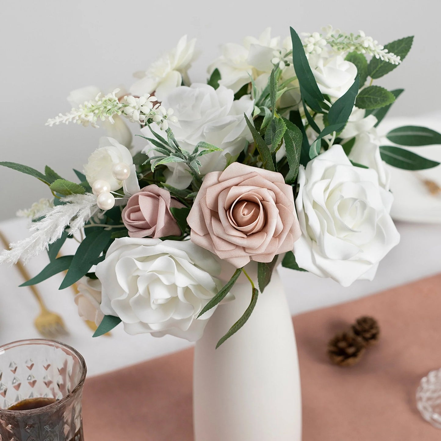 11 Inch Wedding Bouquet, Boho Bridesmaid Bouquet, Real Touch Bridal Bouquet, Floral Arrangement for Wedding