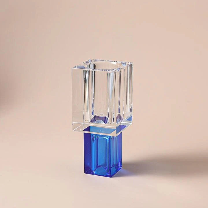 Square Vase Crystal Colored Base