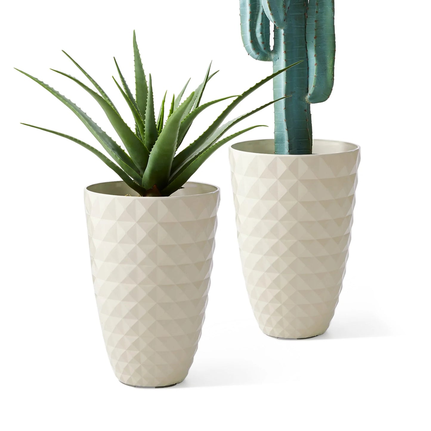 Glitzhome 19"H Set of 2 Modern Oversized Tall Planter Flowerpot Eco-Friendly Wave/ Diamond Textured Plant Pot