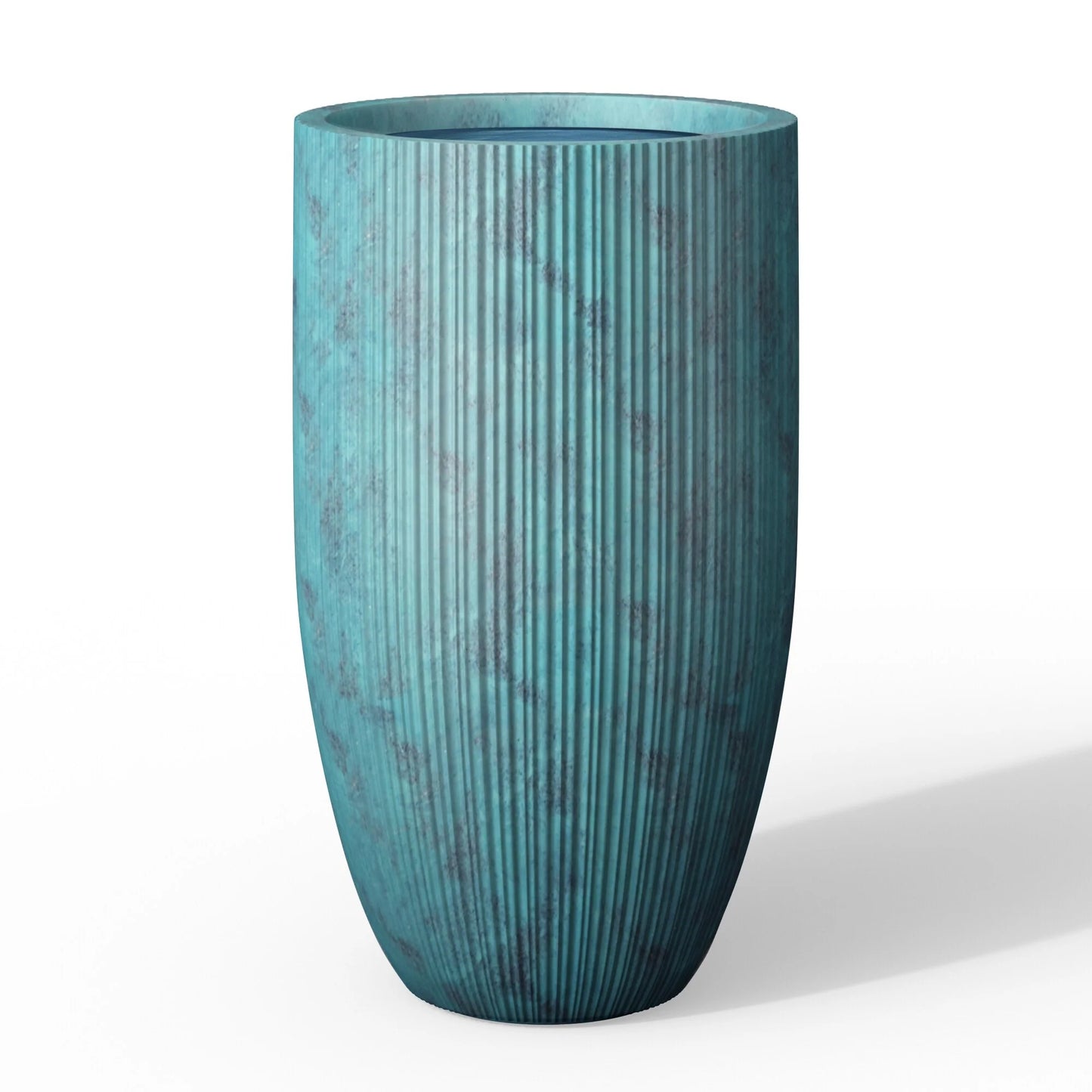 Textured Granite Gray Tall Concrete Round Plant Pots / Large Indoor and Outdoor flower Planters (13.5 Inch x 24.5 Inch)