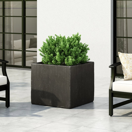 Ella Outdoor Cast Stone Square Planter by Christopher Knight Home