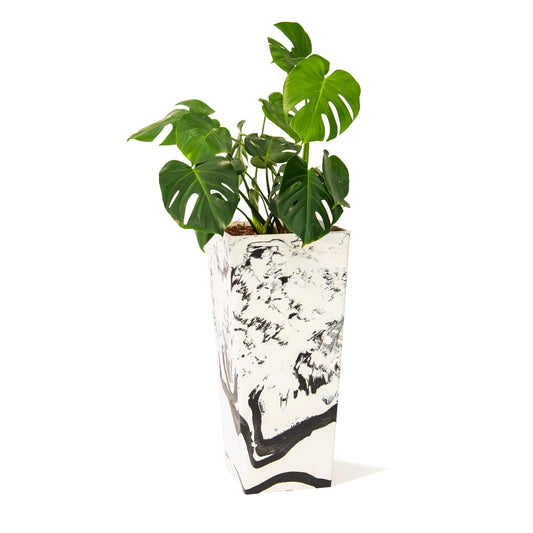 XBrand Modern 28-Inch Tall Square Modern Tapered Indoor & Outdoor Planter