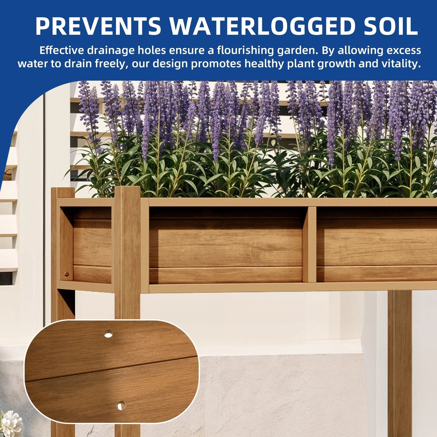 Moasis Poly Wood Raised Garden Bed Planter Box Stand for Backyard Patio Balcony