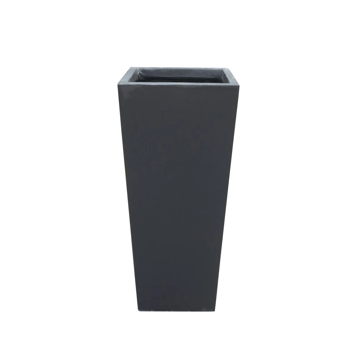 24.4"H Square Charcoal Concrete/Fiberglass Indoor Outdoor Modern Tall Tapered Planter - 12.6"W x 12.6"L x 24.4"H