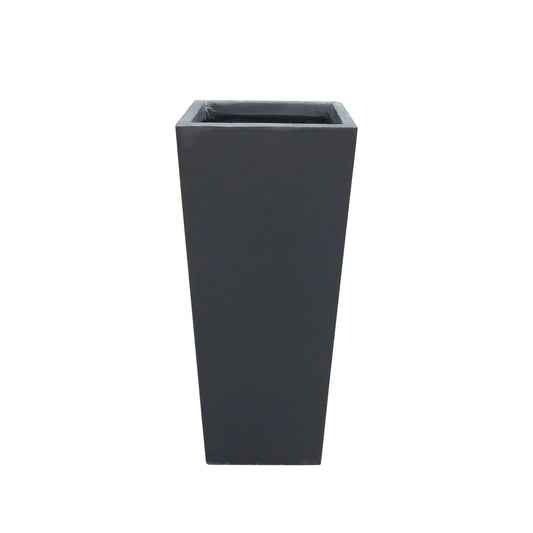 24.4"H Square Charcoal Concrete/Fiberglass Indoor Outdoor Modern Tall Tapered Planter - 12.6"W x 12.6"L x 24.4"H