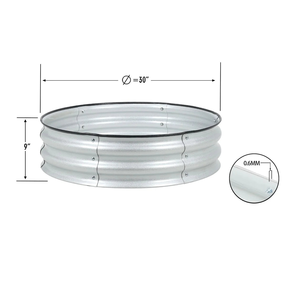 Aoodor Round Raised Garden Bed -Set Of 2-Silver