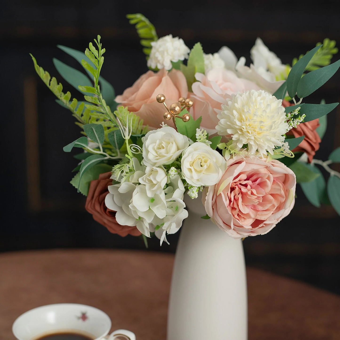 11 Inch Wedding Bouquet, Boho Bridesmaid Bouquet, Real Touch Bridal Bouquet, Floral Arrangement for Wedding