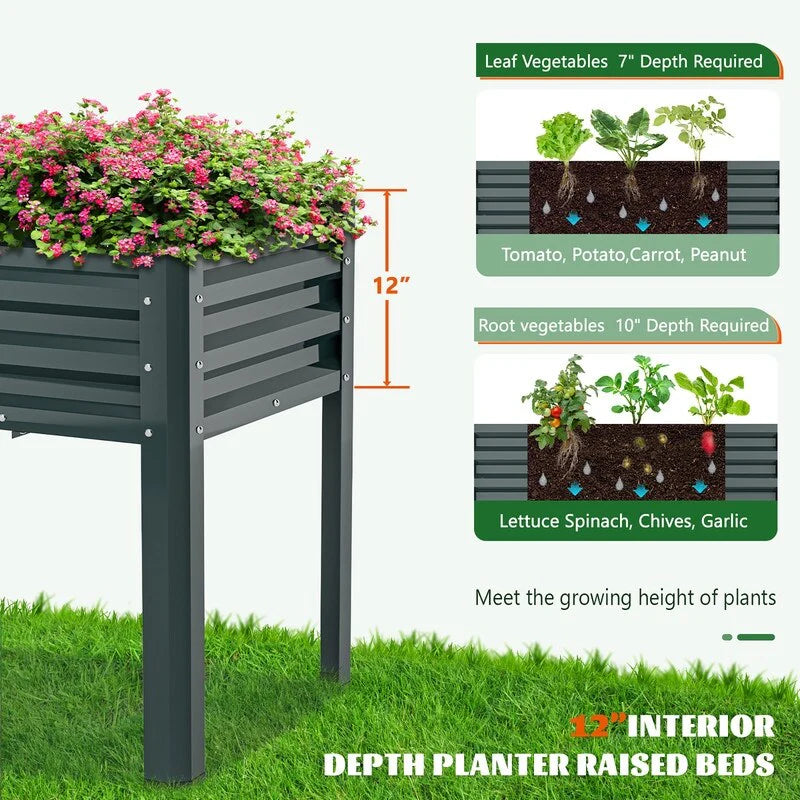 Raised Garden Bed with Legs, Standing Planter Box Growing Herb Bed