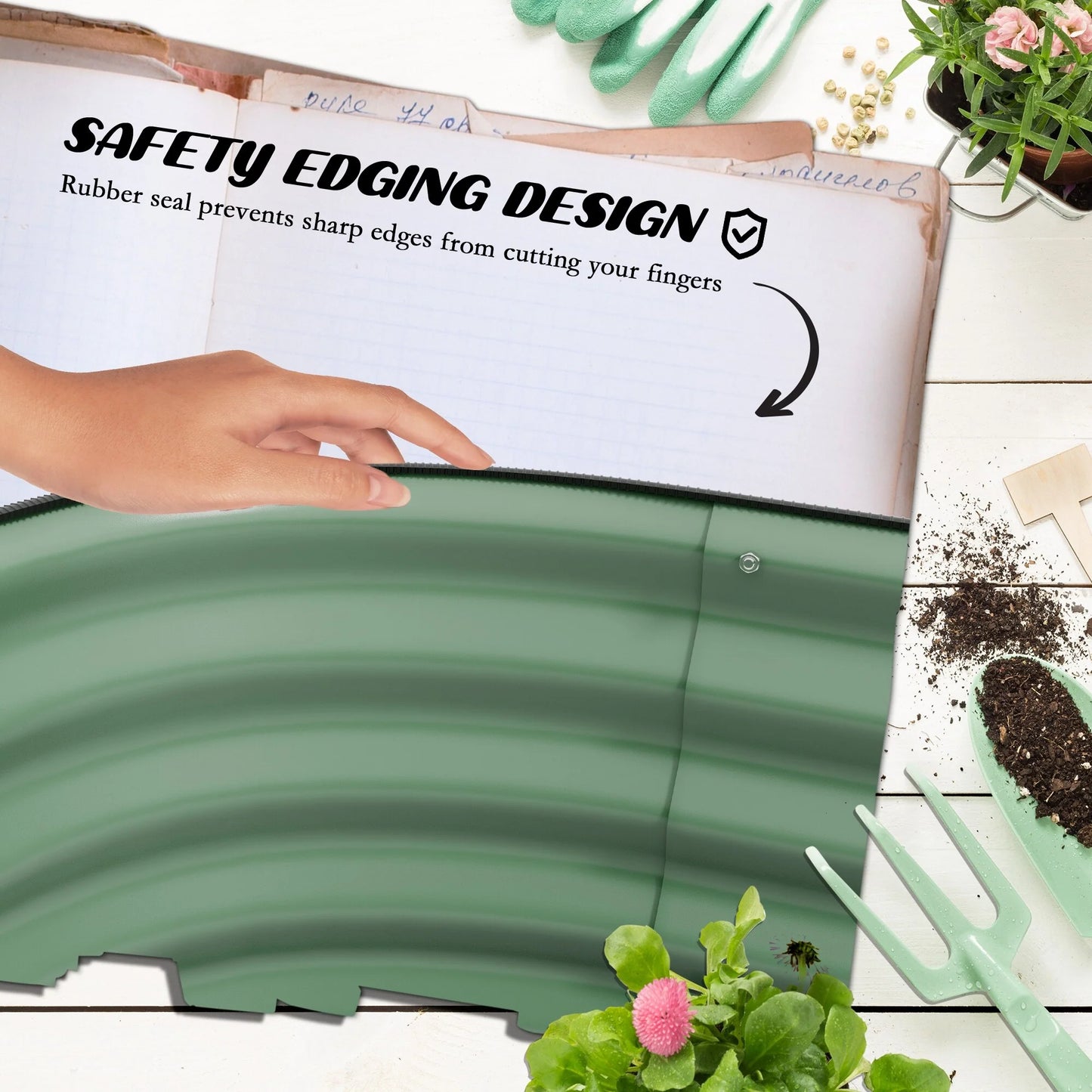 Outsunny 3.4' x 2' x 1' Galvanized Raised Garden Bed Kit, Outdoor Metal Elevated Planter Box with Safety Edging