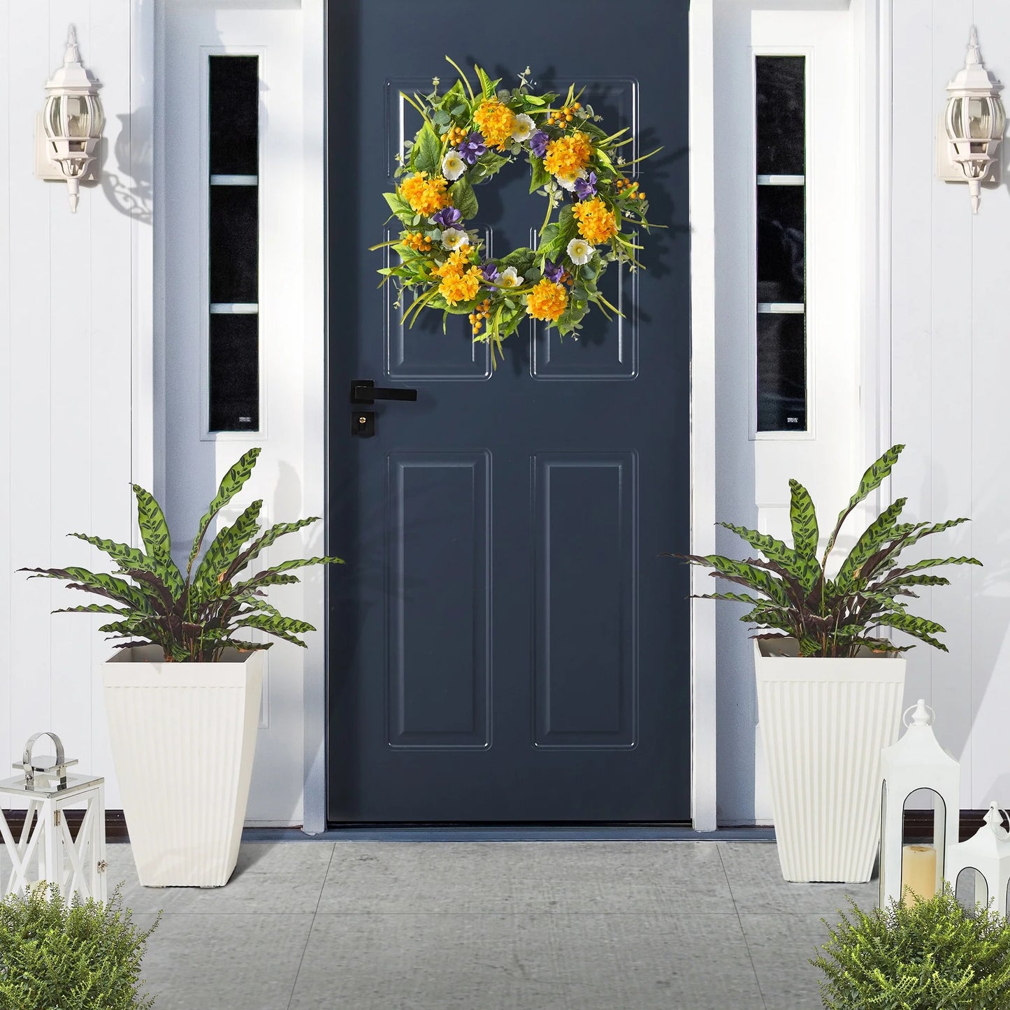 Glitzhome Oversized Eco-Friendly PE Tall Planter Porch Flowerpot (Set of 2)