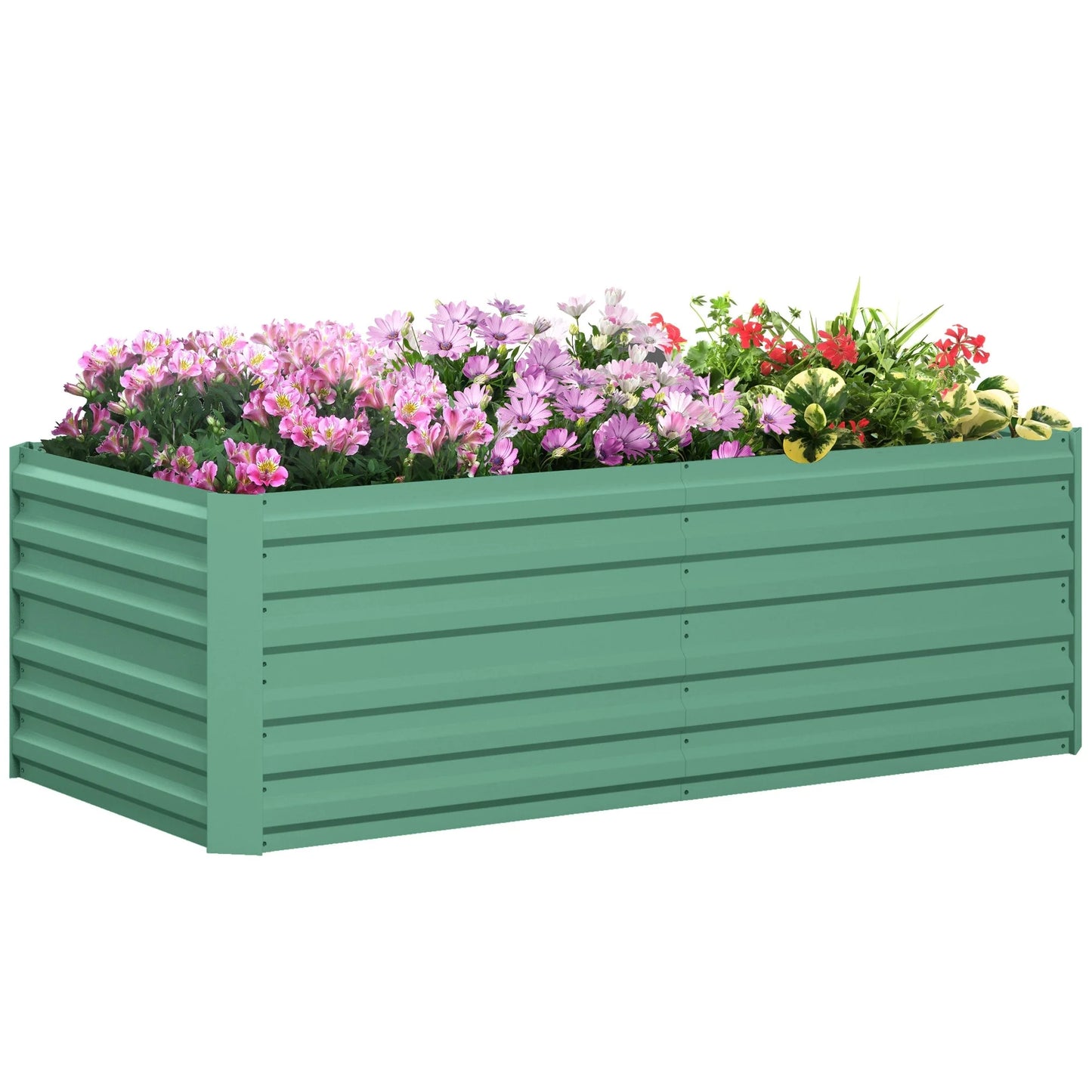 Outsunny Raised Garden Bed, 71" x 36" x 23" Galvanized Steel Planters for Outdoor Plants with Reinforced Rods