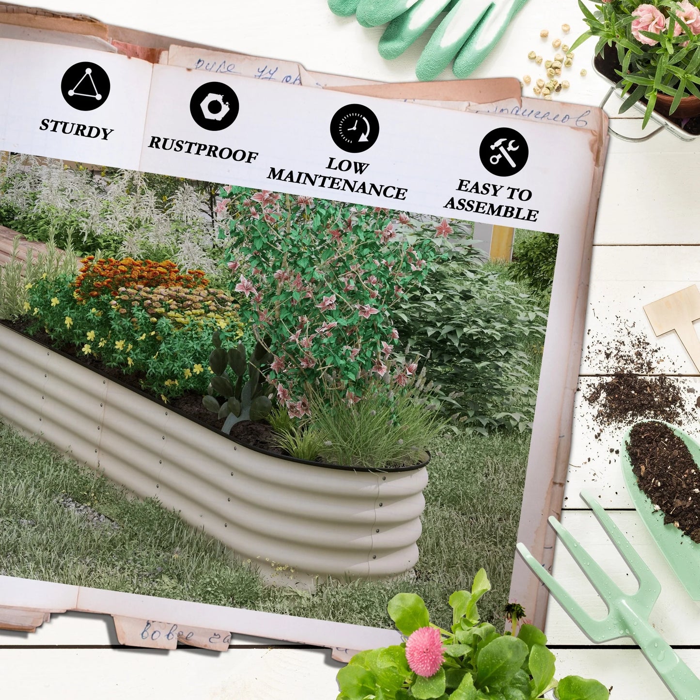 Outsunny 7.9' x 2' x 1.4' Galvanized Raised Garden Bed Kit, Outdoor Metal Elevated Planter Box