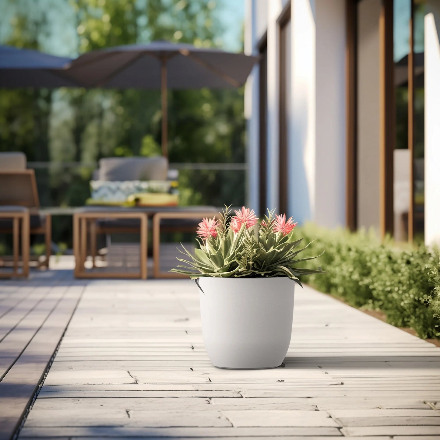 Tall Concrete Round Plant Pots / Large Indoor and Outdoor flower Planters
