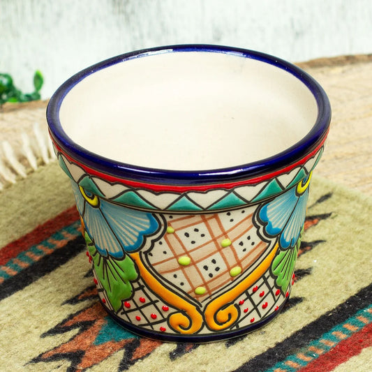 Novica Handmade Country Garden Ceramic Flower Pot