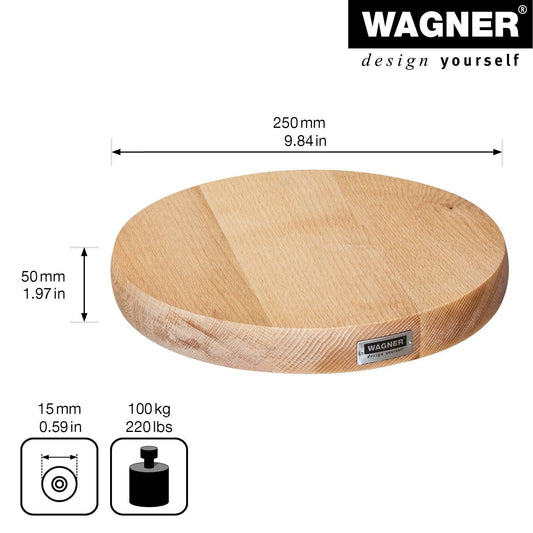 10" Natural Round Indoor Wooden Plant Caddy w/No-Show Casters - 9.6"Dx1.8"H
