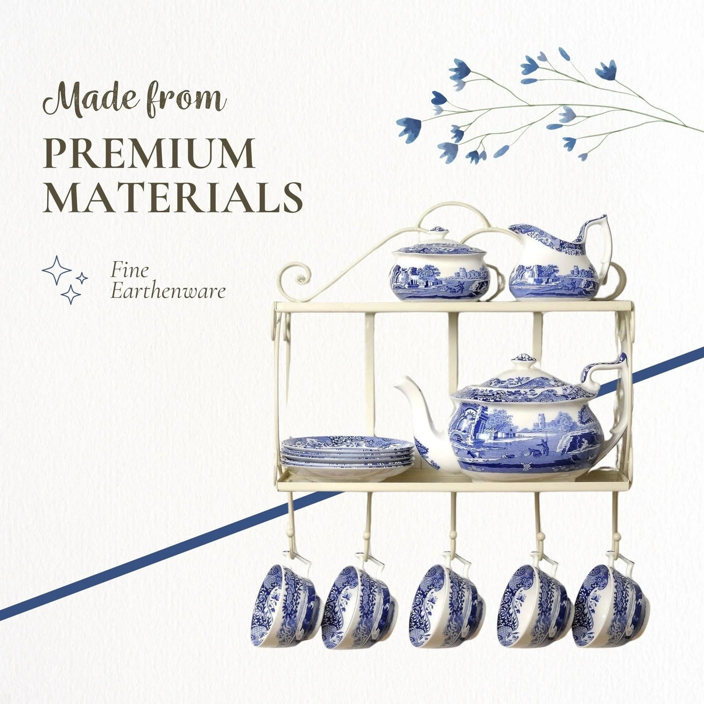 Spode Blue Italian Hexagonal Vase