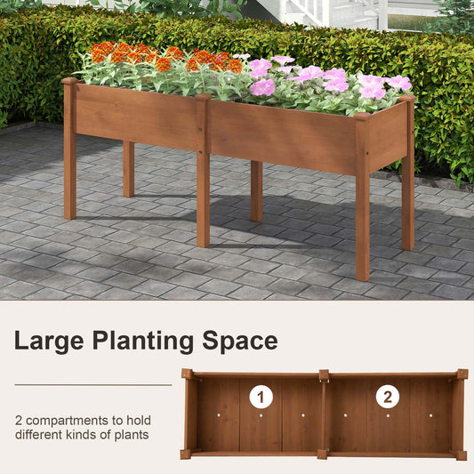Costway Raised Garden Bed Elevated Fir Wood Planter Box with 2 Large - See Details