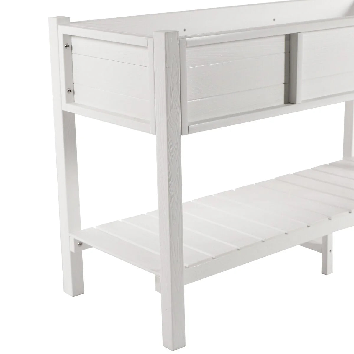 LUE BONA Patio Plastic Raised Elevated Garden Bed HDPS Planter Box Stand with Storage Shelf and Legs