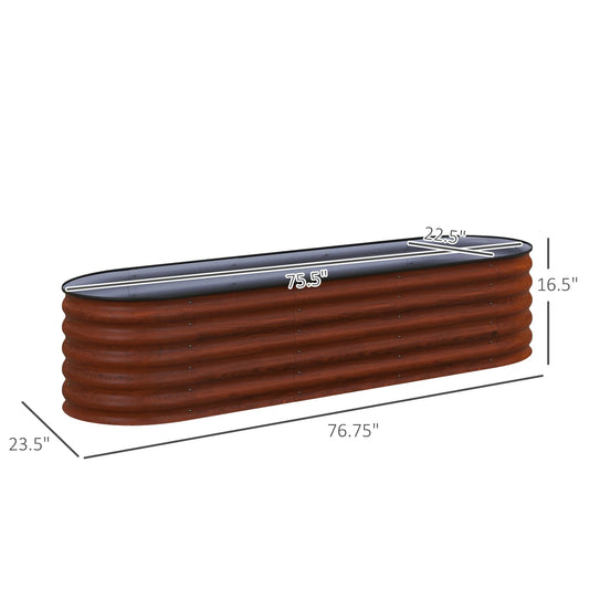 Outsunny 6.4' x 2' x 1.4' Galvanized Raised Garden Bed Kit, Outdoor Metal Elevated Planter Box with Safety Edging