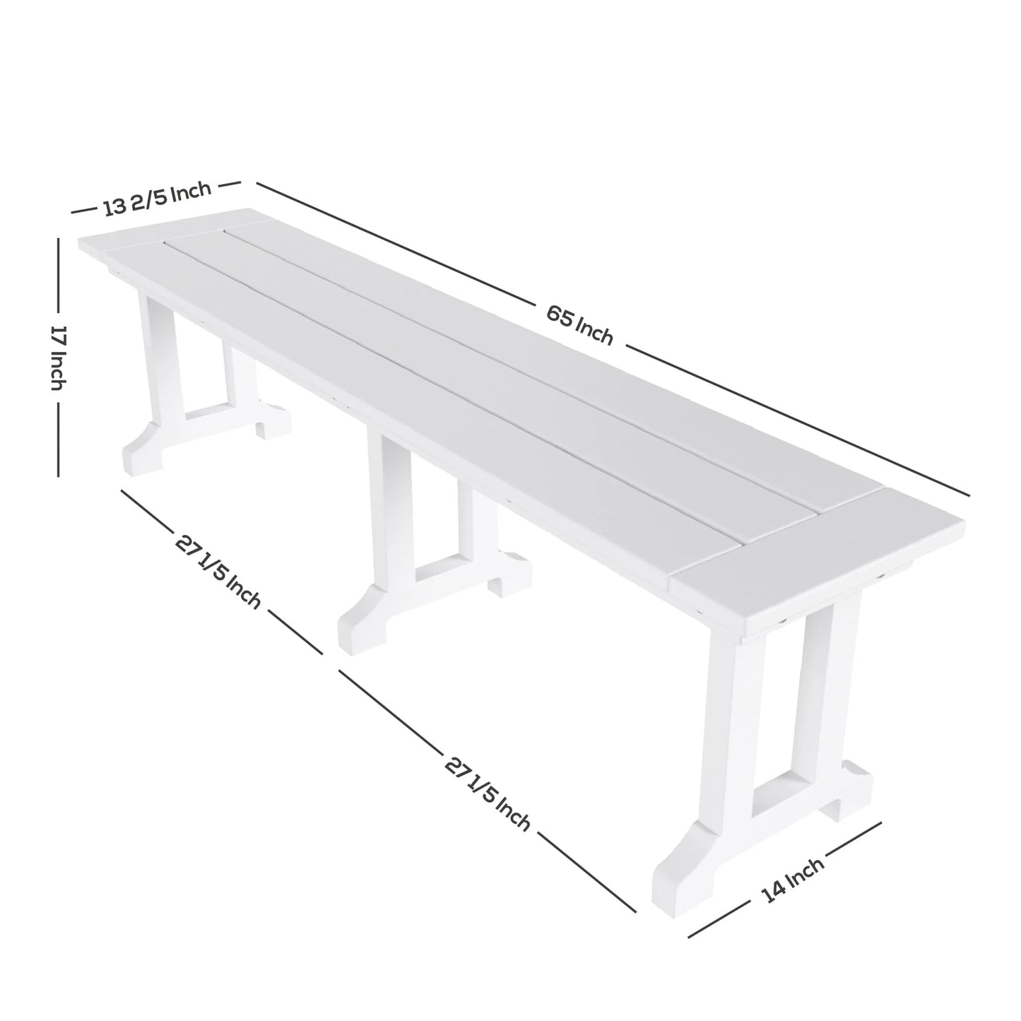 Polytrends Laguna Hdpe All Weather Outdoor Patio 65" Bench