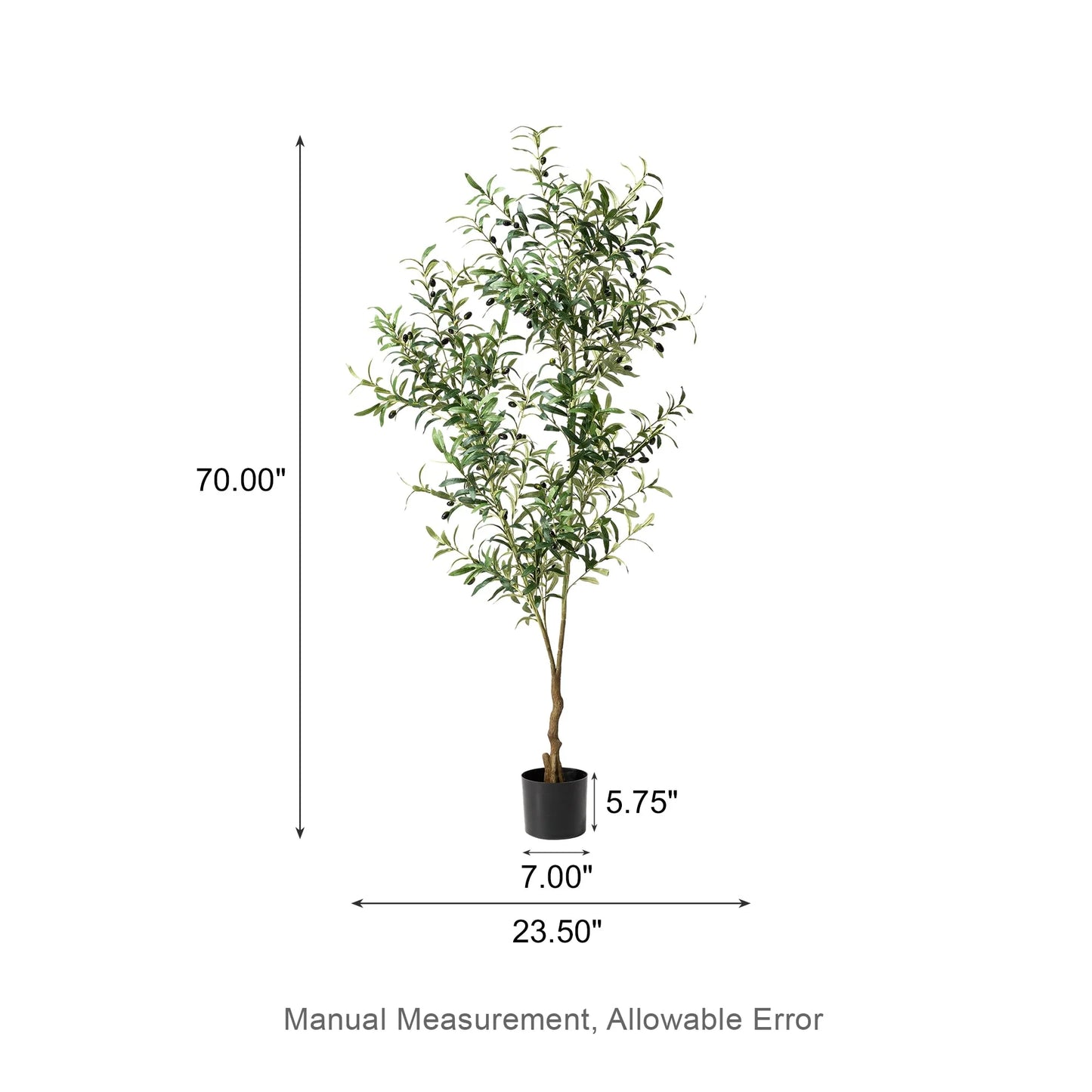 Glitzhome Real Touch Olive Artificial Tree With Black Pot