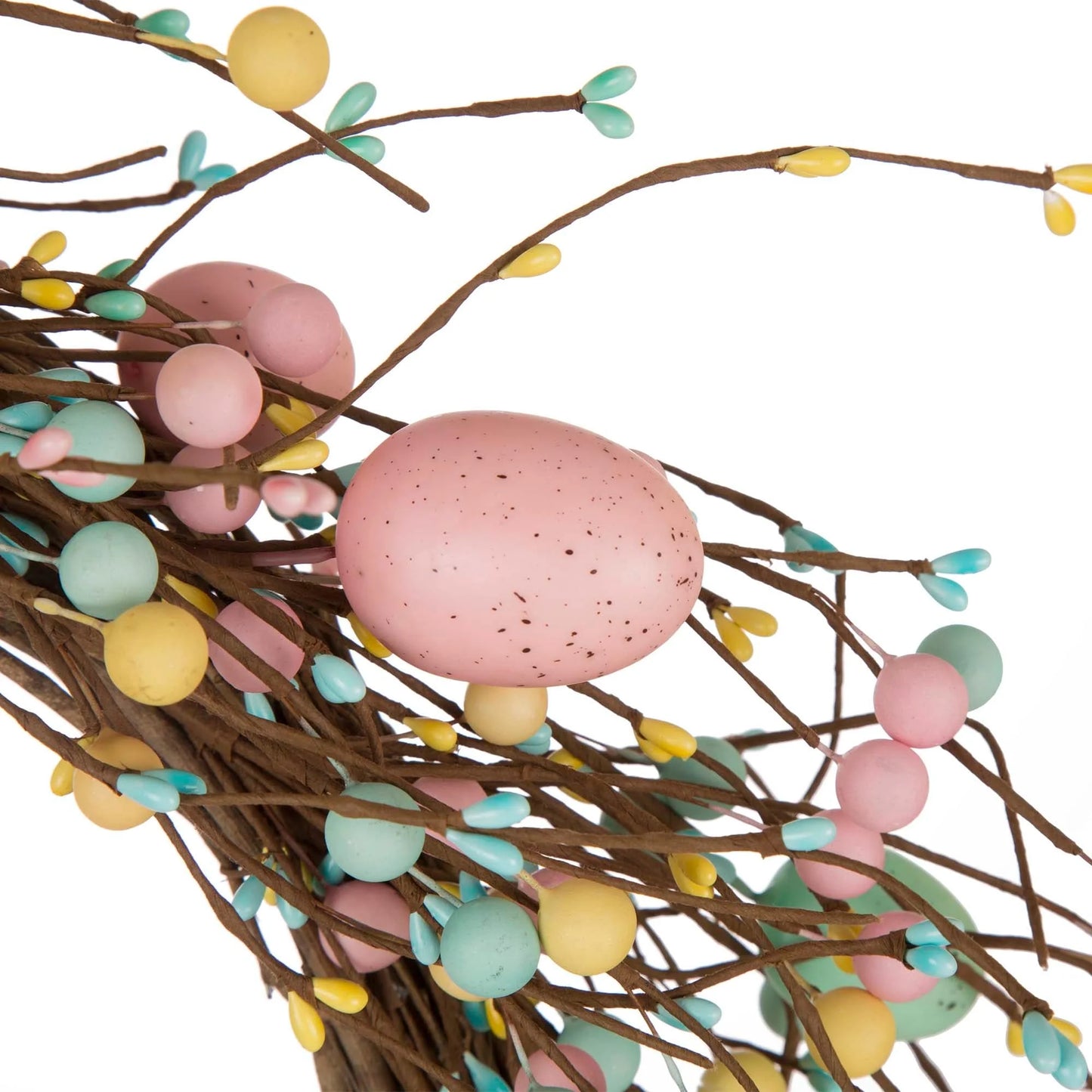 Glitzhome 22"D Artificial Easter Spring Eggs Berries Wreath for Front Door Wall Decor