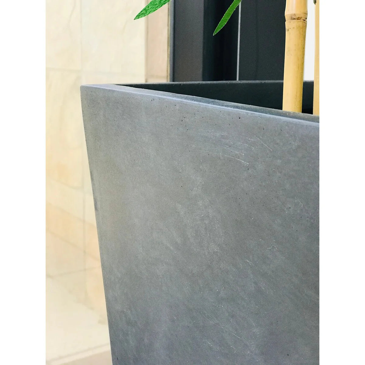 24.4"H Square Charcoal Concrete/Fiberglass Indoor Outdoor Modern Tall Tapered Planter - 12.6"W x 12.6"L x 24.4"H