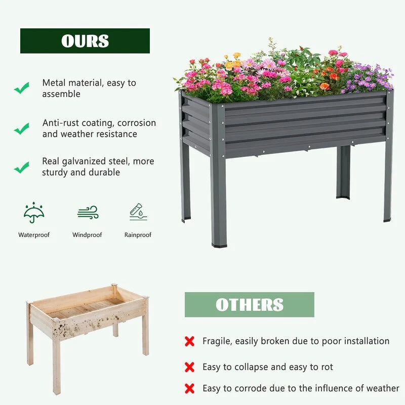 Raised Garden Bed with Legs, Standing Planter Box Growing Herb Bed