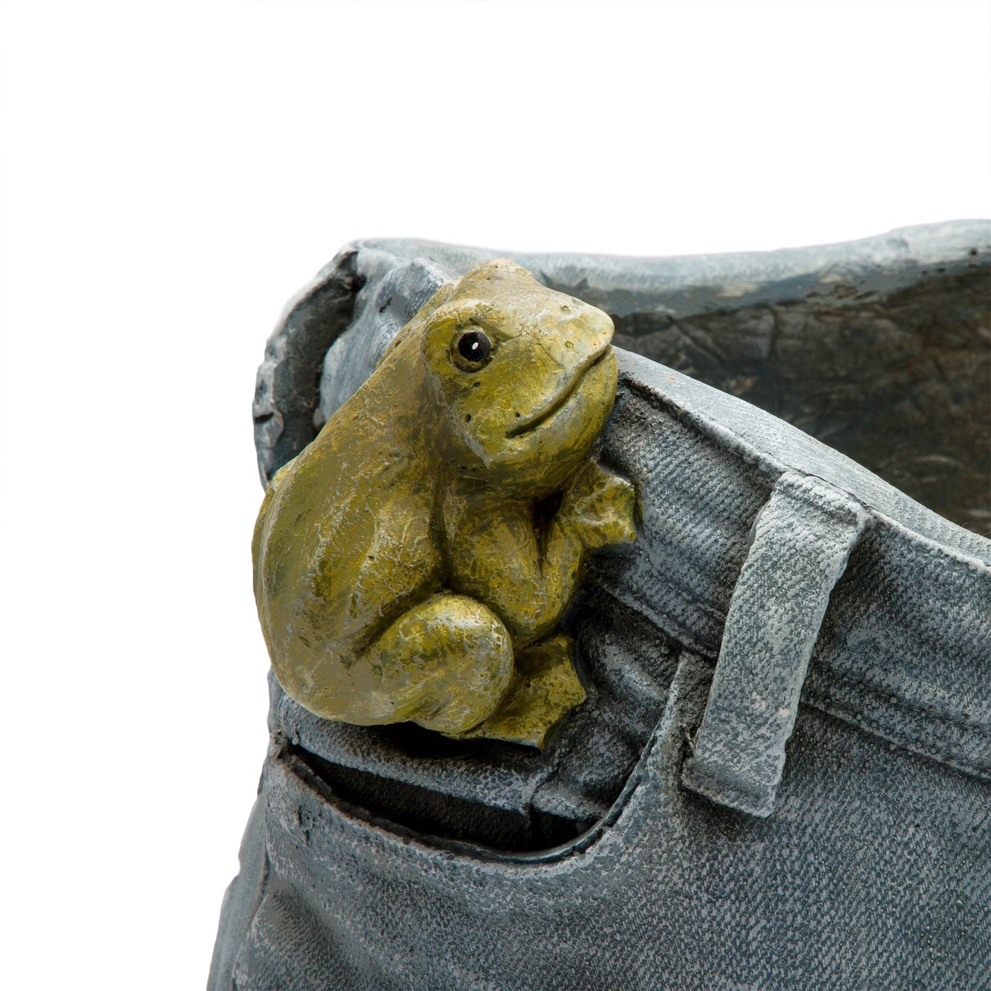 Alpine Corporation 10" Tall Indoor/Outdoor Denim Shorts with Frog Shaped Planter and Yard Decoration - 14"L x 11"W x 10"H