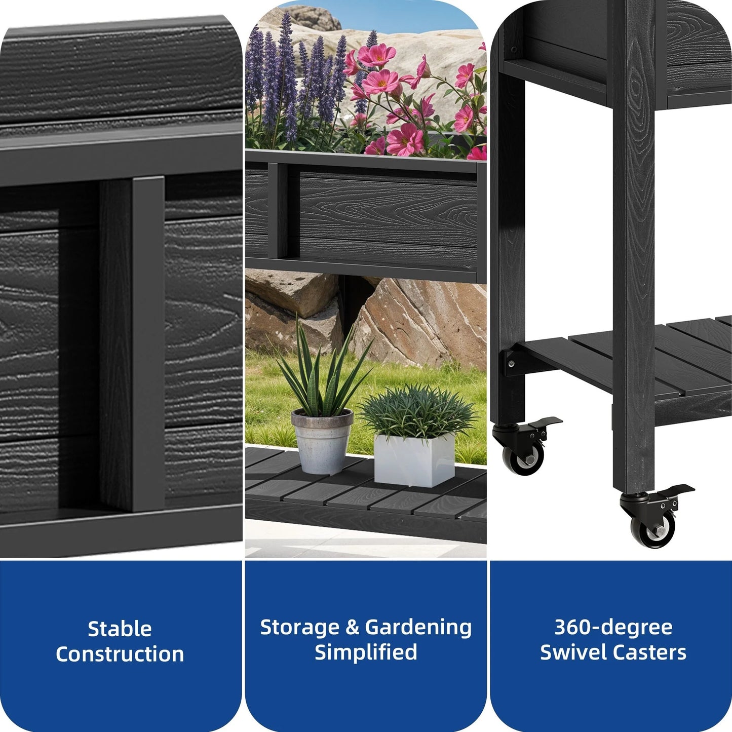 Moasis Poly Wood Raised Garden Bed Planter Box Stand for Backyard Patio Balcony