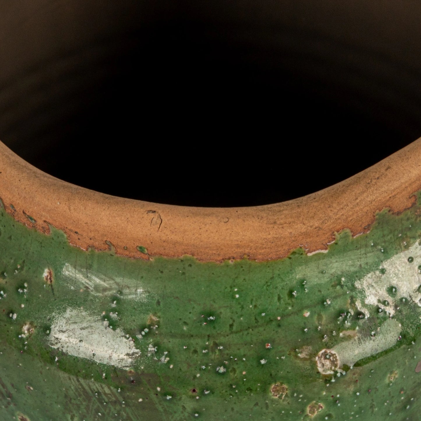 Round Terra-cotta Hobnail Planter Vase with Heavily Distressed Finish