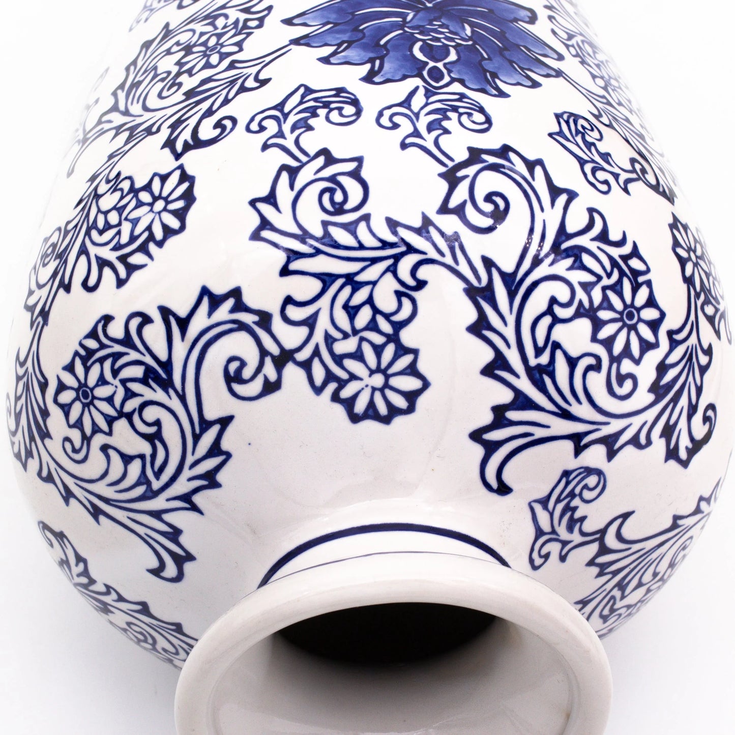 Euro Ceramica Blue Garden 20" White Tall Vase