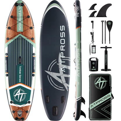 11'6"x35" Inflatable Stand Up Paddle Board 450LBS Weight Capacity Extra Wide Non-Slip Stable Deck Adult SUP,Premium Accessories Kit & Backpackfor Yoga, Fishing, Surf
